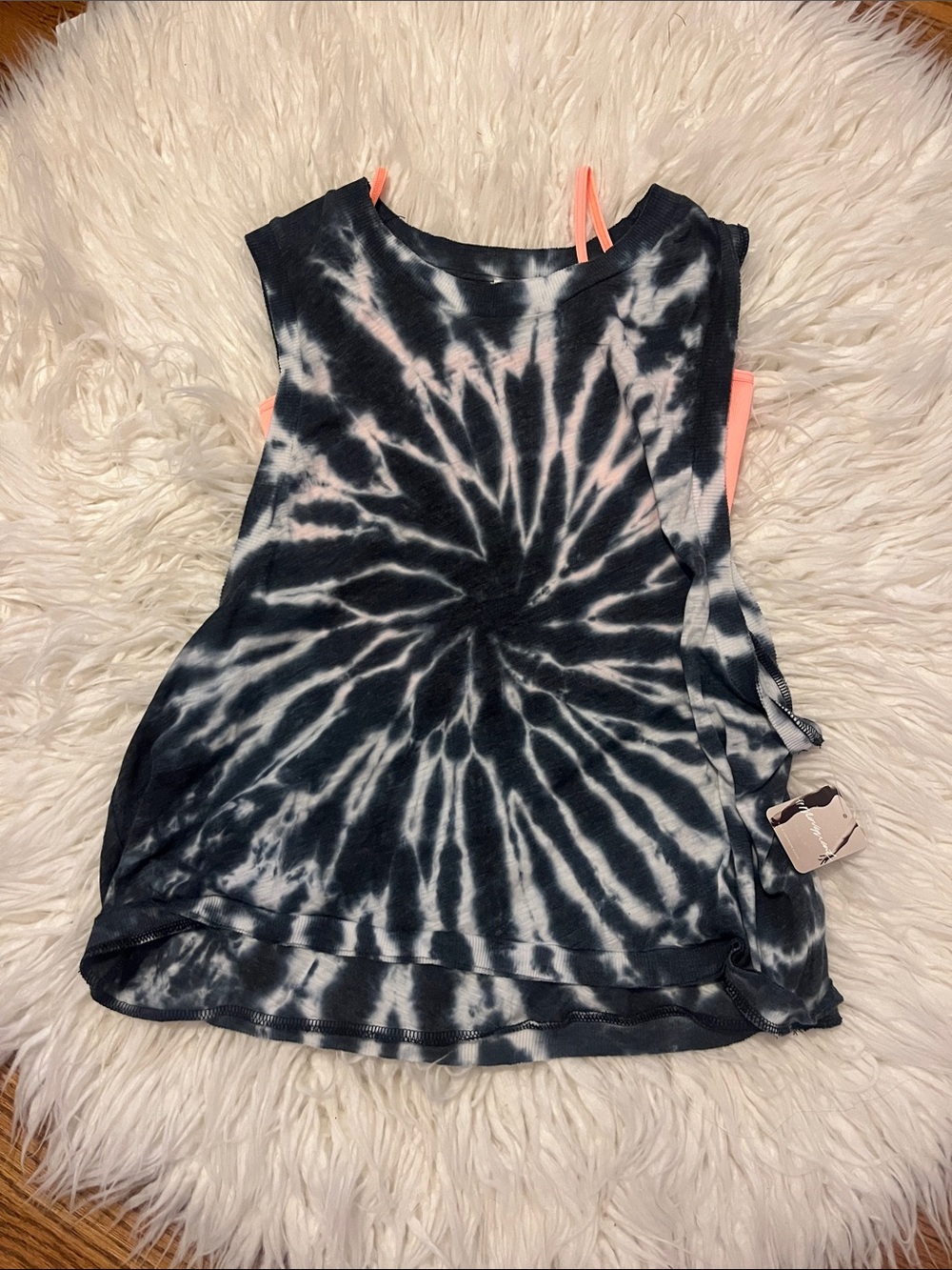 NWT FP Movement by Free People Blue & White Spiral Tie-Dye Muscle Tank Size M